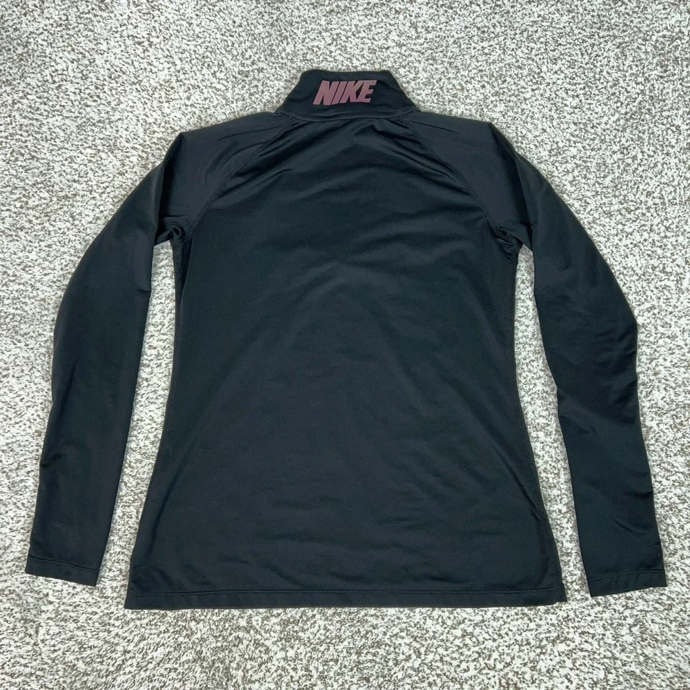 Nike Pullover Womens Small Black Dri-FIT Pro 1/4 Zip Mock Neck Running Top Sport